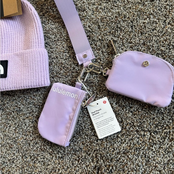 The North Face adult lavender Purple Beanie and Lululemon dual pouch wristlet - Picture 3 of 3